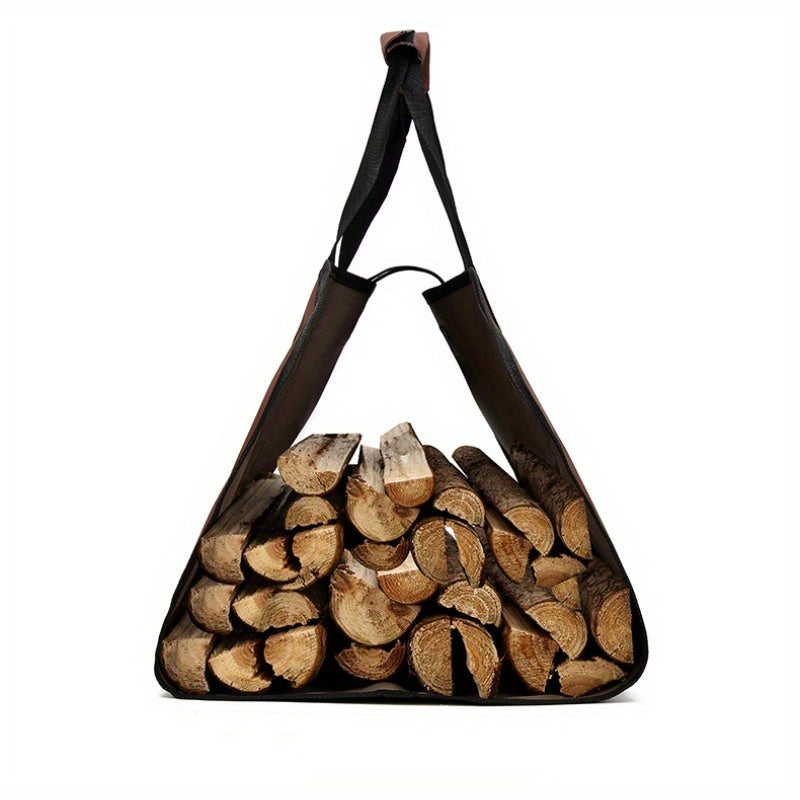 Olive Green Oxford Cloth Firewood Carrier Bag - Durable Log Tote for Camping, Outdoor Wood Storage, Fireplace Wood Organizer - Hand Washable