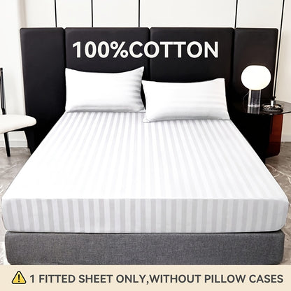 Luxurious 500 Thread Count Egyptian Fitted Sheet with Striped Pattern for King & Queen sizes.