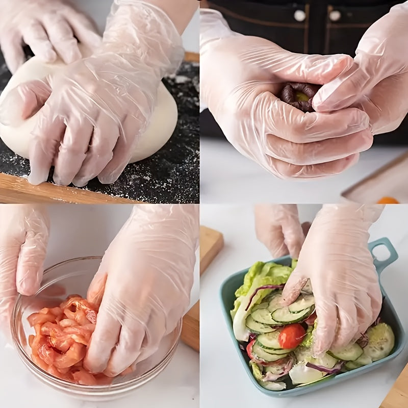 30/50/100 pieces of Disposable Transparent Vinyl Gloves without Powder for Household Cleaning, Waterproof and suitable for Kitchen, Food Processing, Tattooing, Hair Dyeing, Beauty and Hairdressing. Can be used as Cleaning Supplies or Household Small