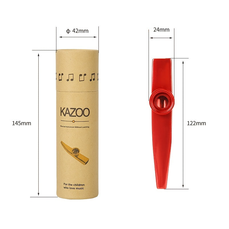 High-quality metal kazoo with flute tube, three flute membranes, and lightweight aluminum alloy construction. Portable and easy to use, suitable for both beginners and experienced