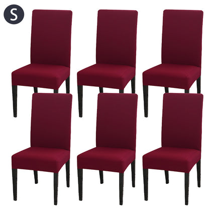 Set of 6 solid color chair covers made of stretch spandex fabric, easily removable and washable, ideal for dining rooms, kitchens, and hotels.