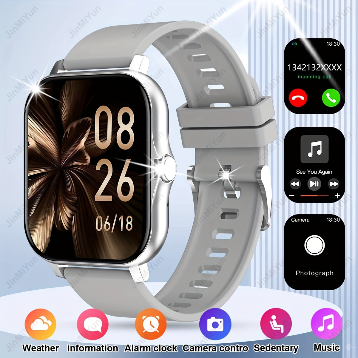 Get the 1.83 inch Full Screen Touch Sports Smartwatch for Men and Women with wireless call/message reminder and multiple sport modes. Answer/dial phone calls, take remote photos/play music