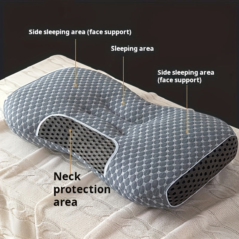 Knitted Thin Pillow with Cervical Neck Support, Sleep Massage Pillow Core, Moisture-Wicking Breathable Pillow Perfect for Home Decor in Living Room or Bedroom