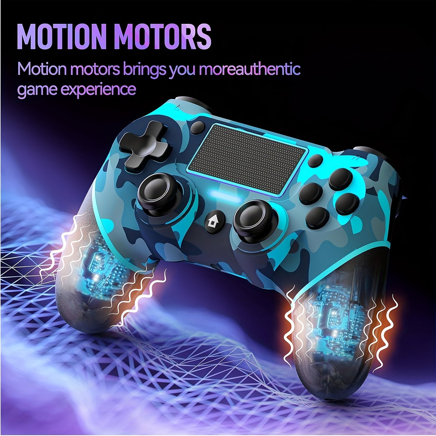 Wireless PS4 gamepad with USB cable, 600mAh battery, dual vibration, motion control, audio jack, touchpad, share button, compatible with PS4/Slim/Pro/PC/ios/Android/tablet/Steam.