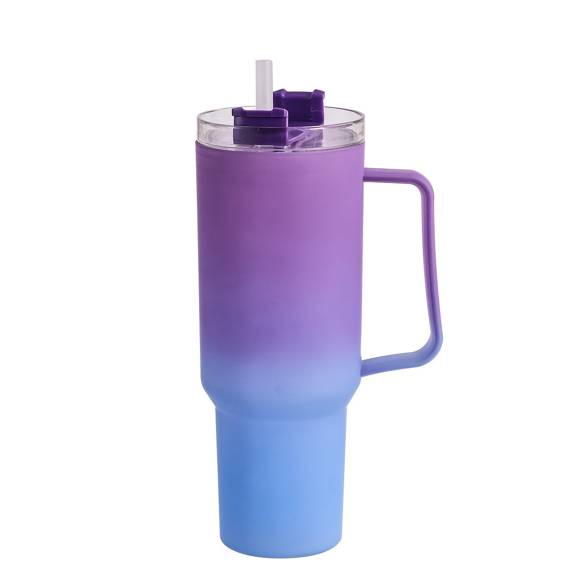 White polycarbonate tumbler with handle, large capacity for car and office use.