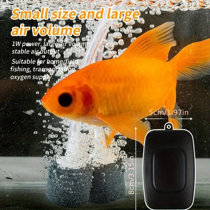 USB-Powered portable aquarium air pump for fish tanks, with dual adjustable holes for high-efficiency oxygenation.