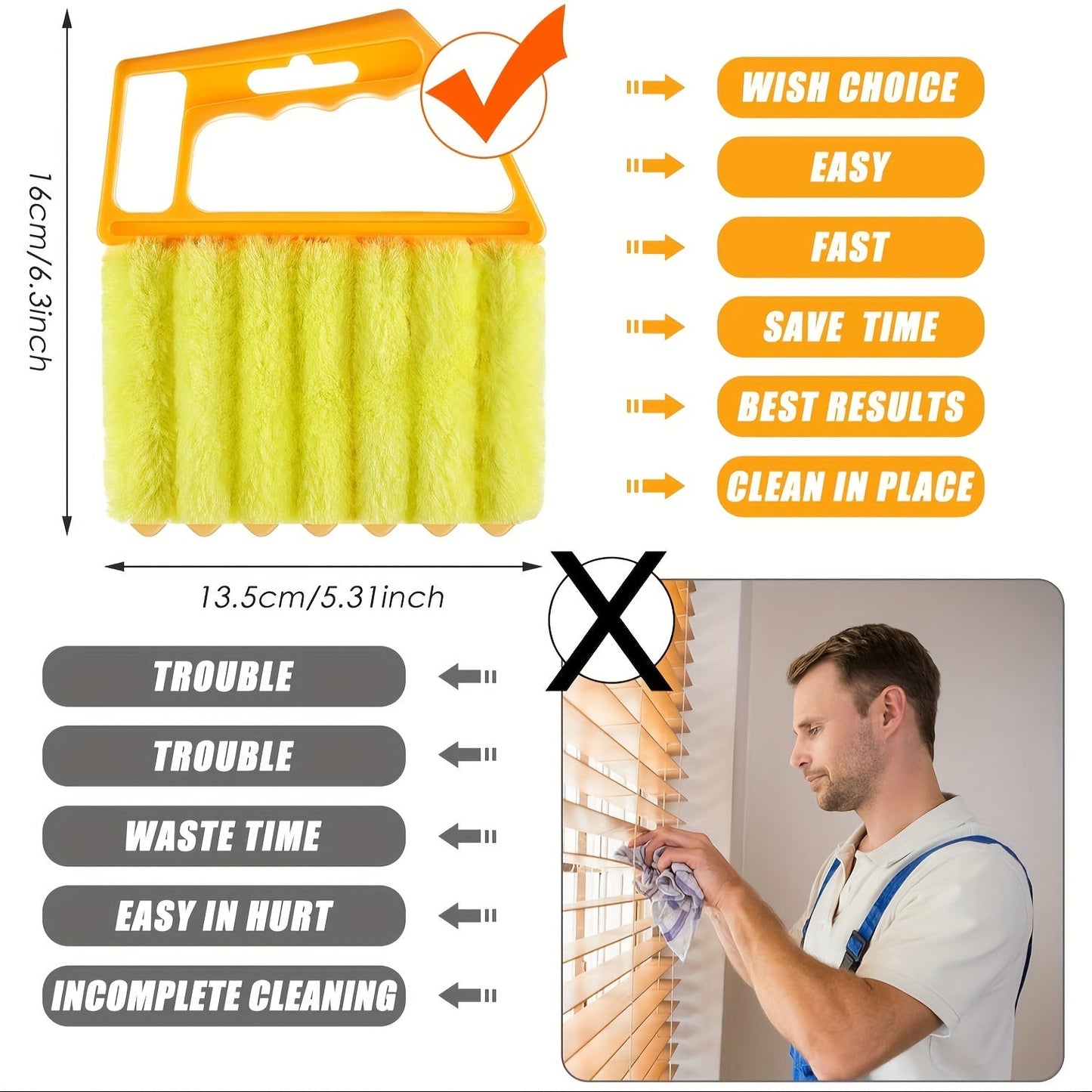 One-piece Multi-Functional Blind Cleaning Brush - Perfect for Dusting Air Conditioner Fans, Curtains, and Windows in Bedroom, Kitchen, Living Room, and Outdoors. No Electricity Required, Made of Plastic for Easy Dust Removal.