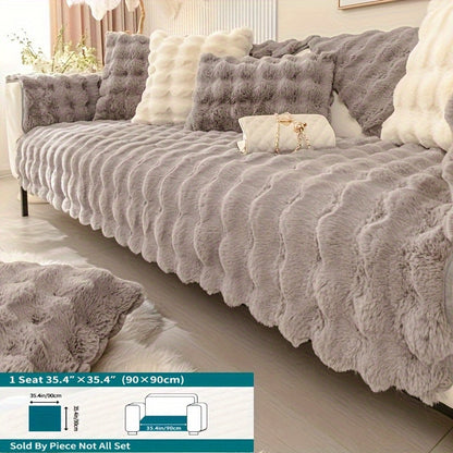 Winter plush sofa cover, anti-slip, dustproof slipcover for couch in living room, office, bedroom, home decor.