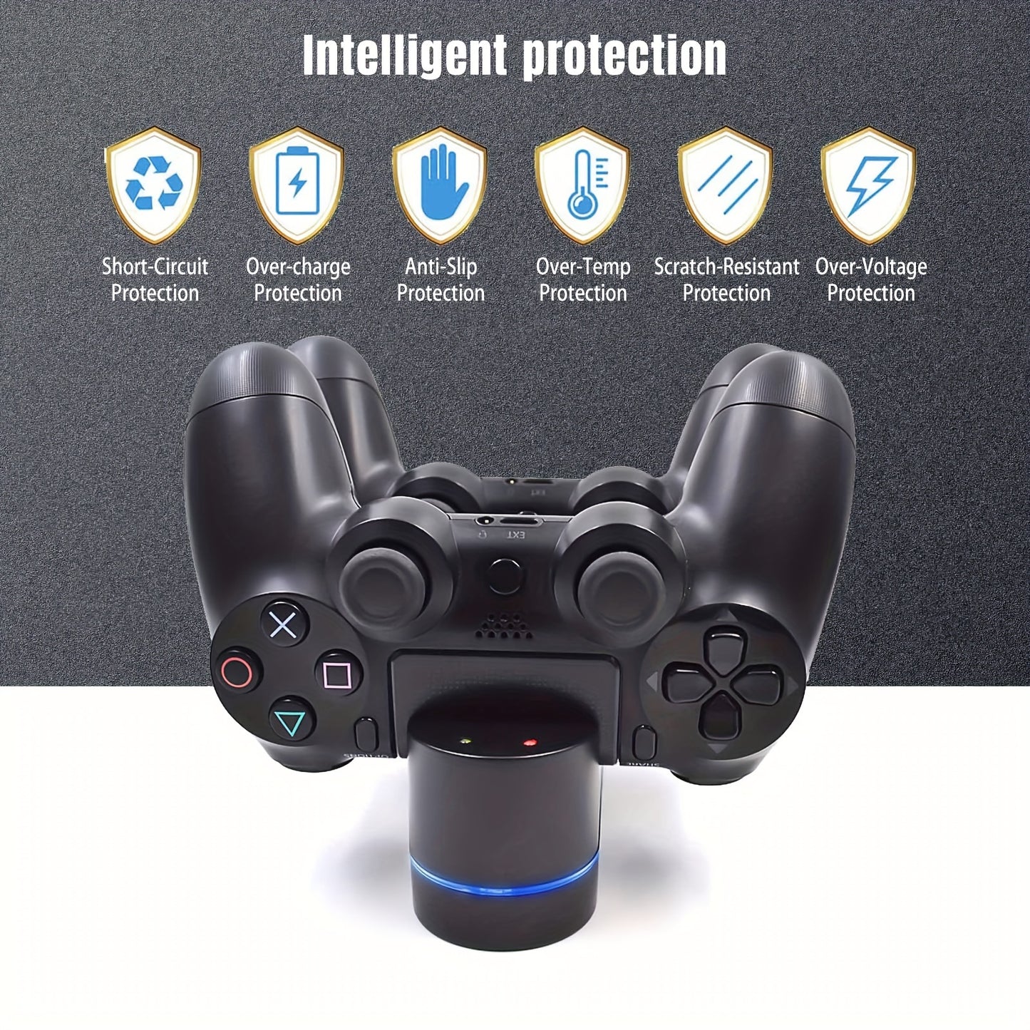 PS4 Dual Handle Charger Stand with Indicator Light for Slim and PRO models.