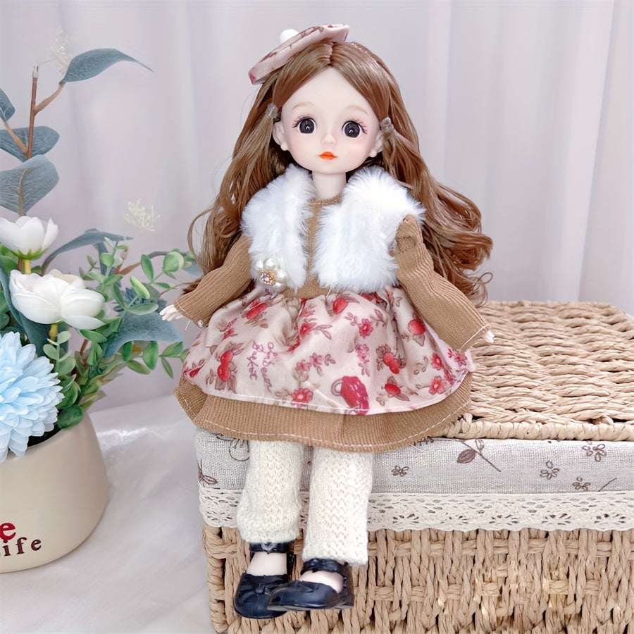 30.48 cm fashion doll with 1/6 BJD ball jointed body in DIY anime and movie themed princess style. Made of PE material. Perfect gift for kids.