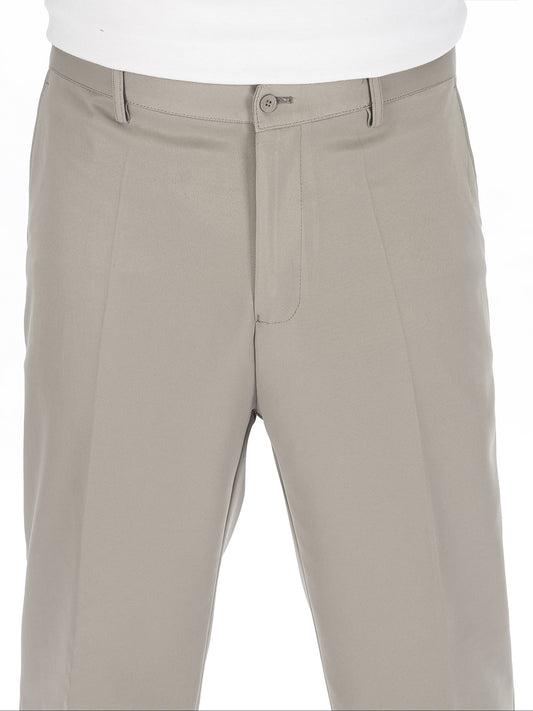 Men's regular fit solid color casual trousers in plus size.