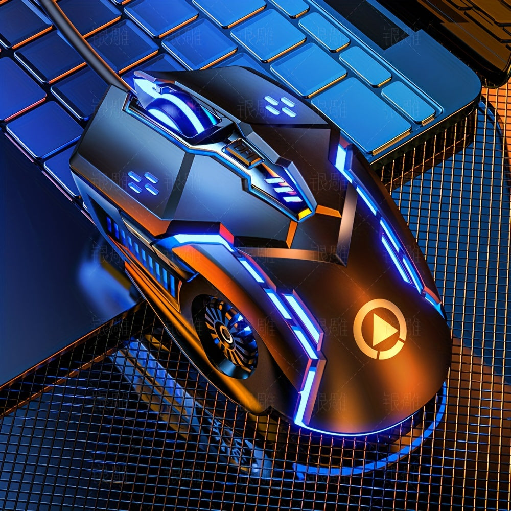 Silent silver mechanical gaming mouse suitable for both desktop and laptop use.