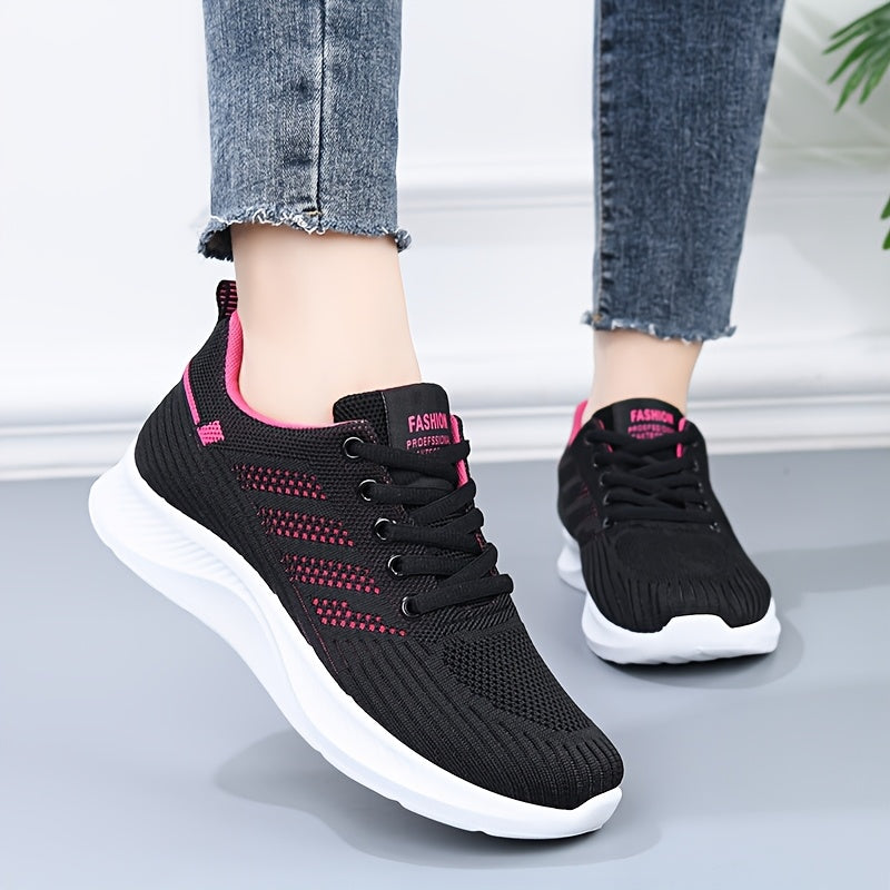 1 Pair Women's Breathable Casual Running Sneakers with PVC Sole for All Seasons