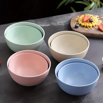 4-Pack Macaron Plastic Bowls, ideal for a variety of dishes, drop-proof and non-stick surface. Available in 1, 4, or 6 piece options.