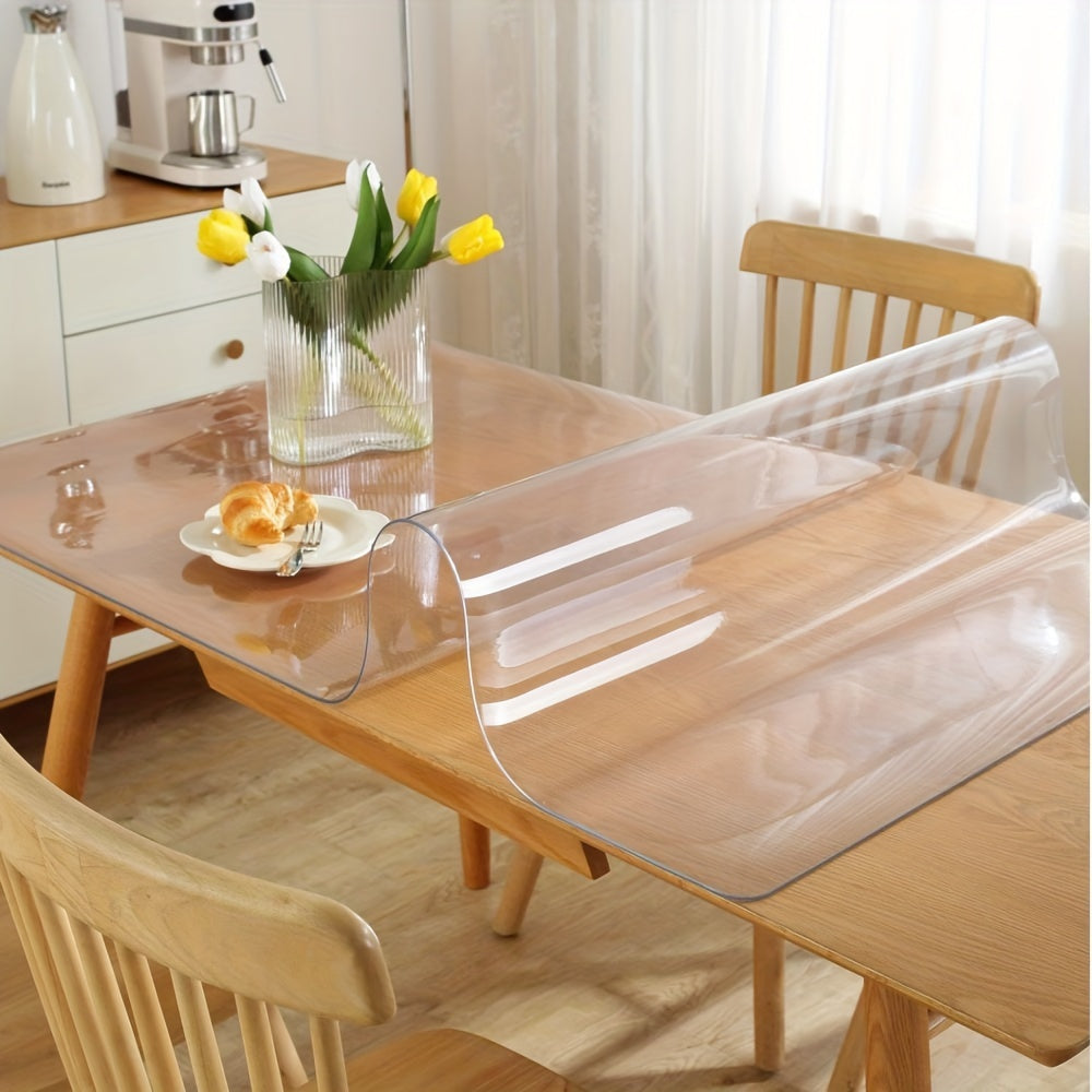 1 pc 1.0mm PVC transparent table cloth, scratch and heat resistant, protective film for home and hotel dining and coffee tables.