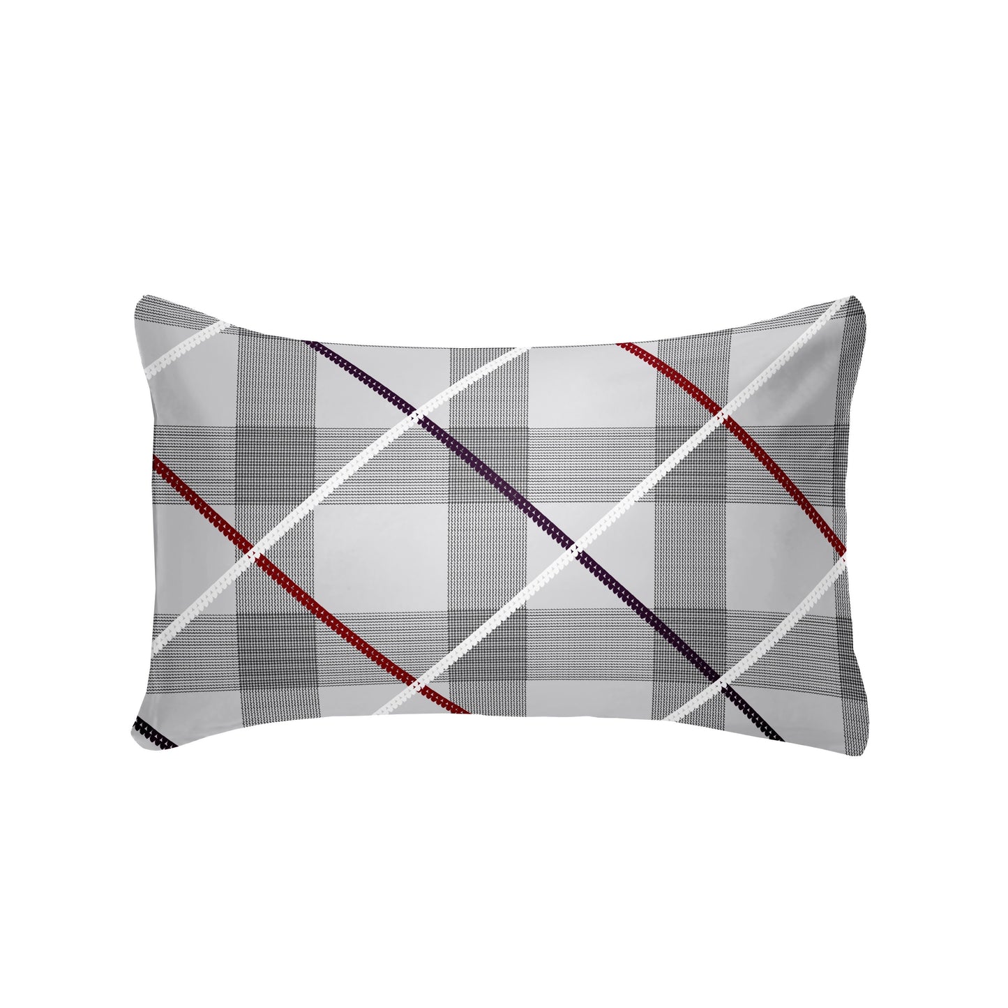 Elegant and Breathable Polyester Throw Pillow Covers in White, Cream, Brown, and Gray Plaid with Pink and Black Bow Accents - Luxuriously Soft and Stylish Design with Envelope Closure - Available in 30x50cm, 51x66cm, and 50x75cm - Perfect for Home Decor