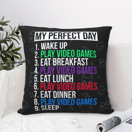 Vibrant and Cozy Gamer's Dream: 18x18 Plush Throw Pillow Cover in Soft Polyester - Ideal for a Day of Gaming, Choose from Various Colors