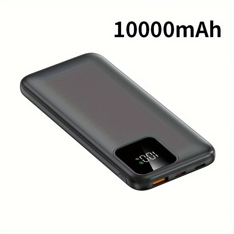 10,000mAh power bank with 22.5W/PD20W fast charging, LED power display, dual input/output, compact and portable for mobile phone charging.