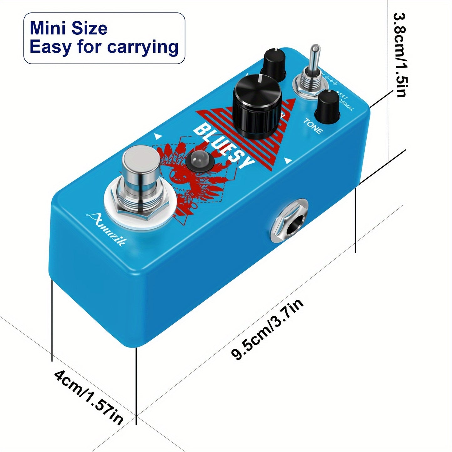 Classic Overdrive Guitar Pedal with Blues Drive Vintage Effect, Warm/Hot 2 Modes, Mini Size True Bypass