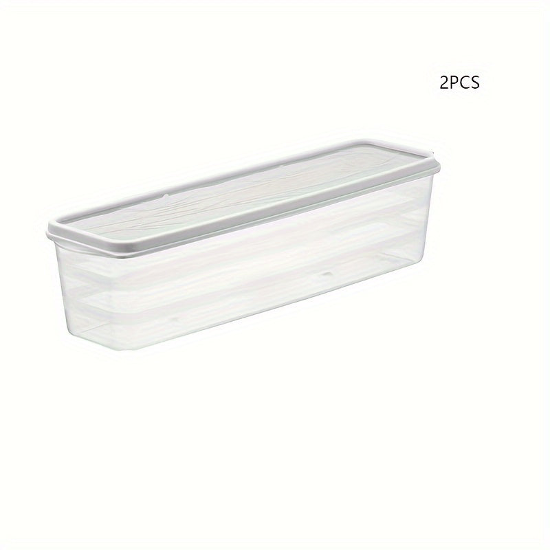 Keep your food fresh and organized with the Cabilock 2-Piece Set of multipurpose plastic storage containers. These containers come with flip top lids for easy access and are perfect for use in the refrigerator. They are reusable and can be hand washed