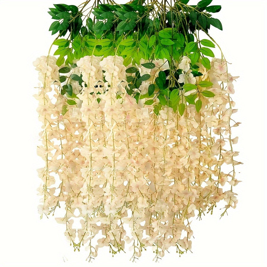 12-piece Wisteria artificial flower vine garland for wedding, party, garden, office, or outdoor decoration.