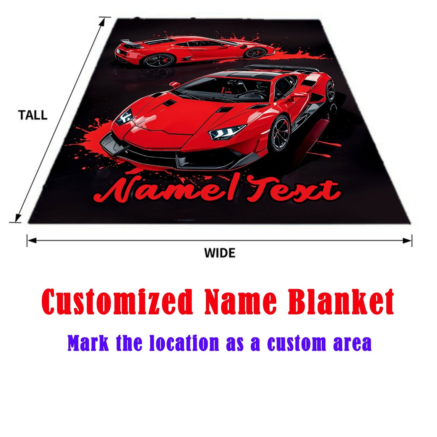 Create Your Own Red Sports Car Design Flannel Throw Blanket - Cozy, Lightweight, and Perfect for Home or Travel | Add Your Name for a Personal Touch | Versatile for All Seasons, Easy to Carry, Ideal for Office, Chair, or Bed