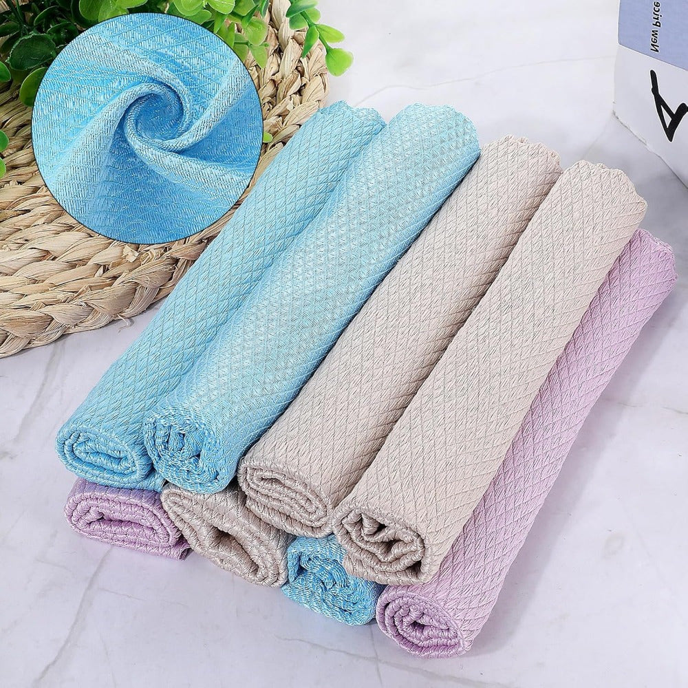 Get a 10-Pack of Miracle Cleaning Cloths for Sparkling Surfaces in any Room - Reusable, Lint-Free, Knitted Polyester Wipes perfect for Living Room, Bedroom, Bathroom, Kitchen, and Toilet - Leaves Surfaces Streak-Free, Each Cloth is 24.89cm x 24.89cm