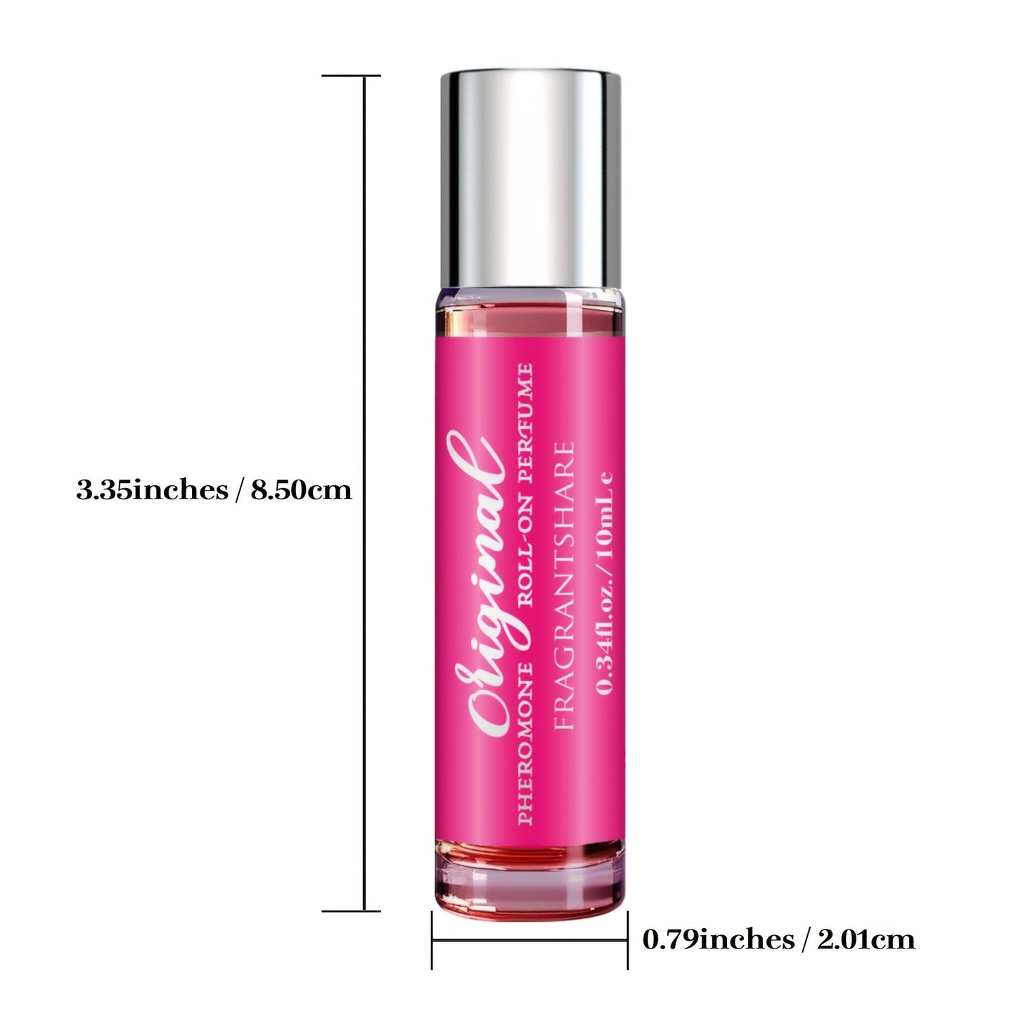 Pheromone cologne for women in a 0.34fl.oz roll-on, long-lasting confident scent, alcohol-based with floral fragrance, perfect for travel or gifts.