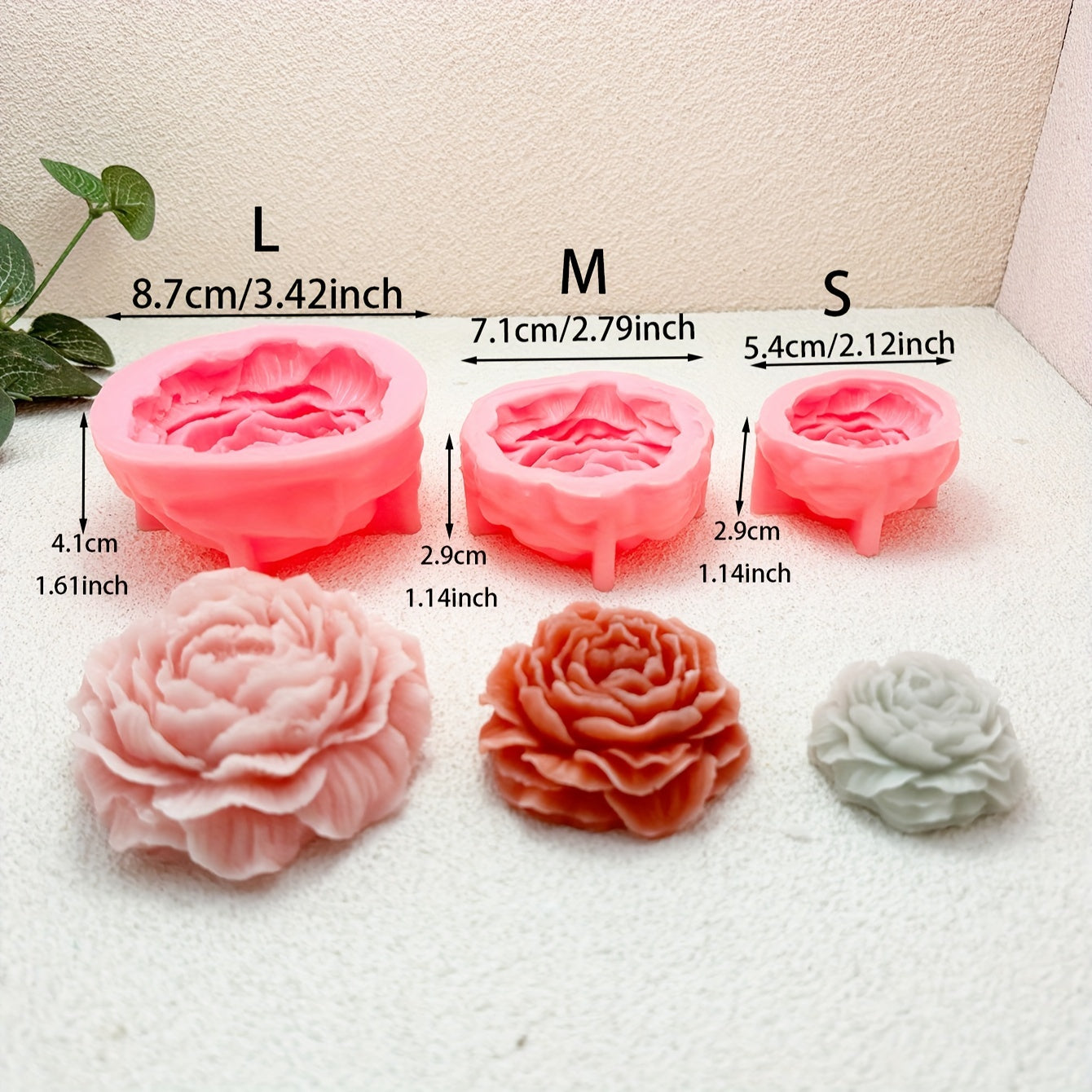 One Peony Flower Silicone Mold for DIY crafts - 1pc