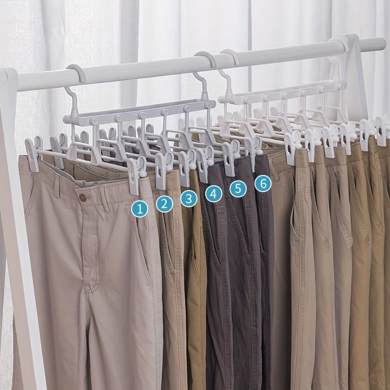 Single piece of Pants Hanger that is foldable, multi-layered, space-saving, and non-slip. It can be used as a Trouser Rack, Wardrobe Storage Rack, Magic Hanging Clothes Rack, and Multi-functional Storage Rack.