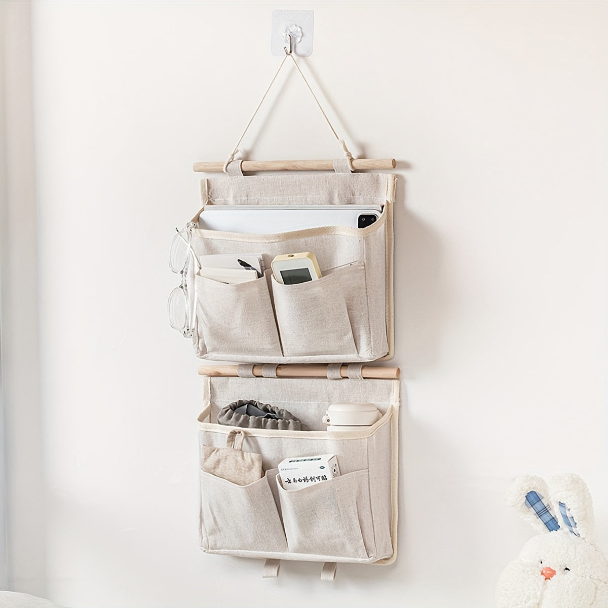 Multi-functional Fabric Hanging Storage Bag - Wall-Mounted Organizer for Bedroom, Dorm Room & Beyond - Comes in White or Gray