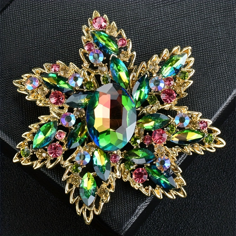 Vintage Rhinestone Flower Brooches for Men, Classic Crystal Pins for Parties and Banquets, Perfect Gift Option