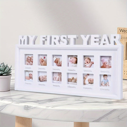 Unique One Year Old Full Moon 12 Month Anniversary Picture Frame Stand - Capture your child's growth with this versatile photo frame, suitable for hanging on the wall or displaying on a shelf. Perfect for gifting this Christmas!