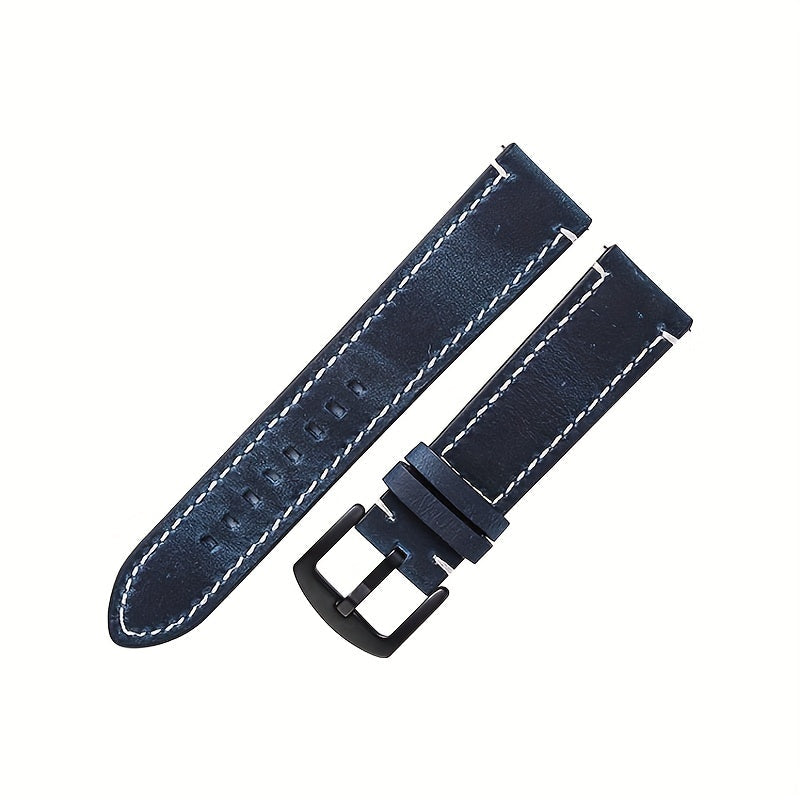 Retro Top Layer Cow Leather Watch Band with Quick Release Strap, Switch Spring Bar, and Black Buckle in 20mm, 22mm, or 24mm - Perfect Gift Choice