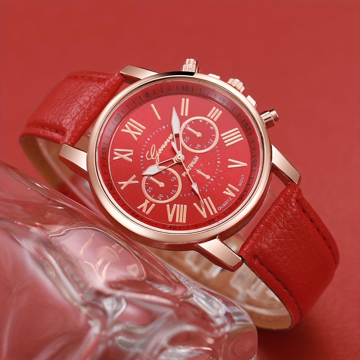 4pcs/set Black, white, pink fashion quartz watch with Roman scale dial for women does not include watch box.