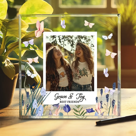 Customize your memories with a 1pc Acrylic Photo Block Frame measuring 10.01cm. This personalized Best Friends Picture Frame is a unique Friendship Keepsake, perfect for Soul Sisters, Cousins, and Aunts. It makes an ideal gift for New Year or Christmas.