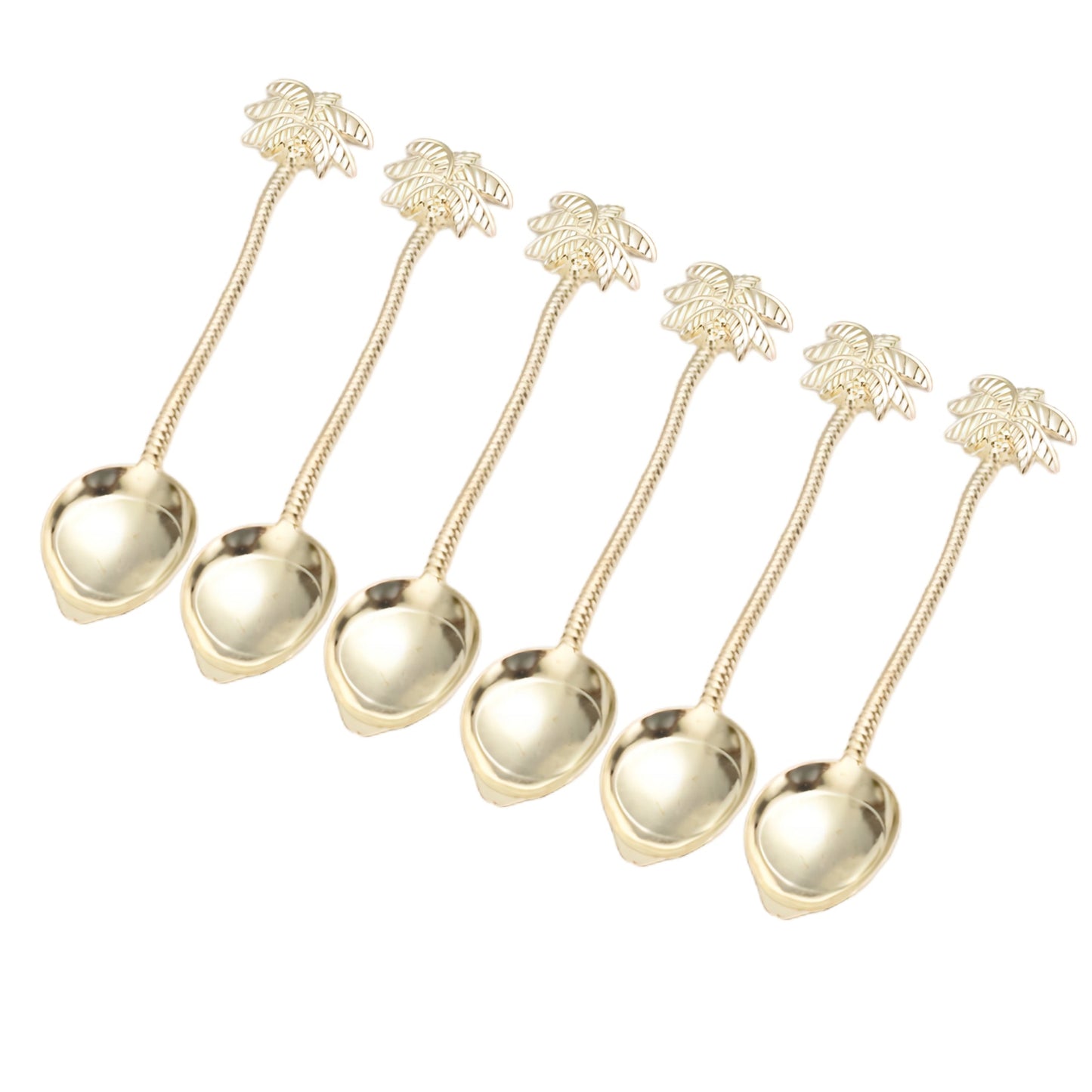 Attractive set of 6 Tropical Coconut Palm Teaspoons - Metal Coffee Stirring Spoons, perfect for Dinning Bar. Ideal as a festive souvenir for Christmas, Halloween, Hanukkah, Thanksgiving, or Ramadan (Eid Al-Fitr) gift.