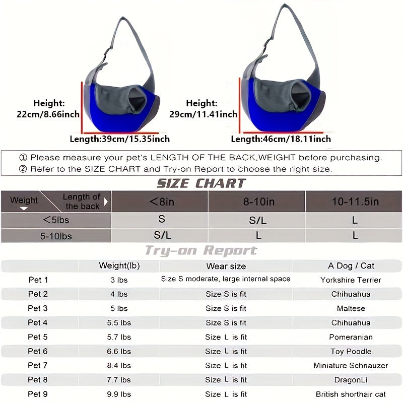 Zippered dog sling carrier for travel with breathable mesh, perfect for outdoor adventures with your puppy or cat.