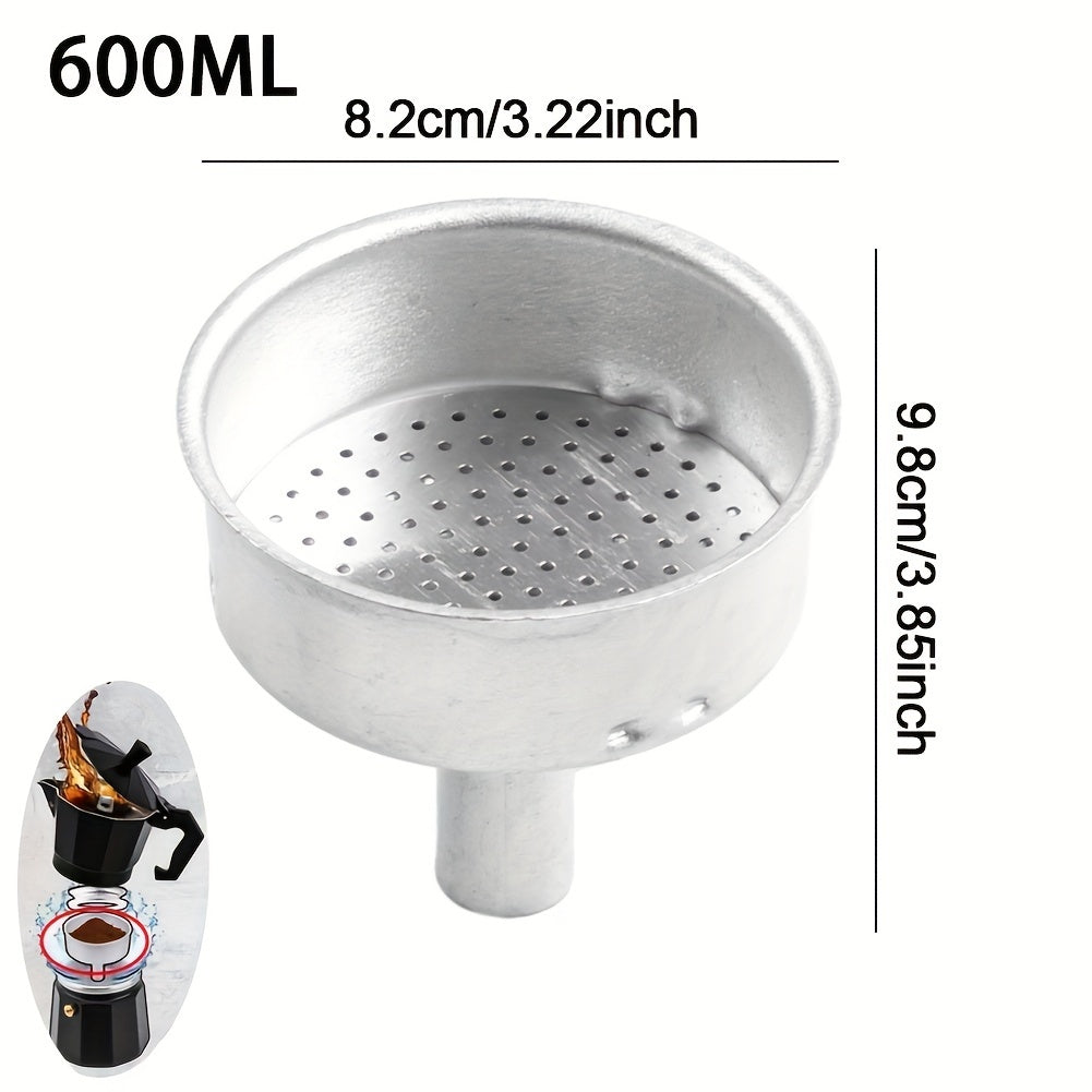 Reusable Coffee Dripper Funnel for Espresso Machines - Modern Aluminum Mocha Pot, 150/300/600ml Capacity, Manual Operation, Ideal for Home & Restaurant Brewing