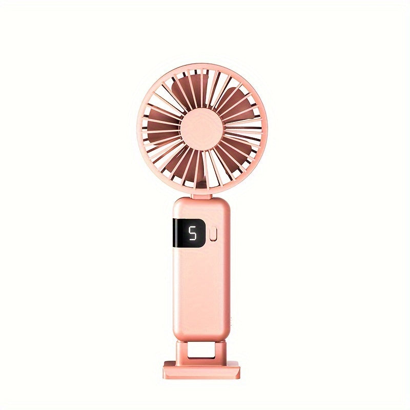 Stay cool wherever you go with our Portable Handheld Fan featuring an LED Display. This USB Rechargeable fan offers 5-speed settings and a foldable design, perfect for use in the office, outdoor adventures, travel, and back to school. An essential gadget