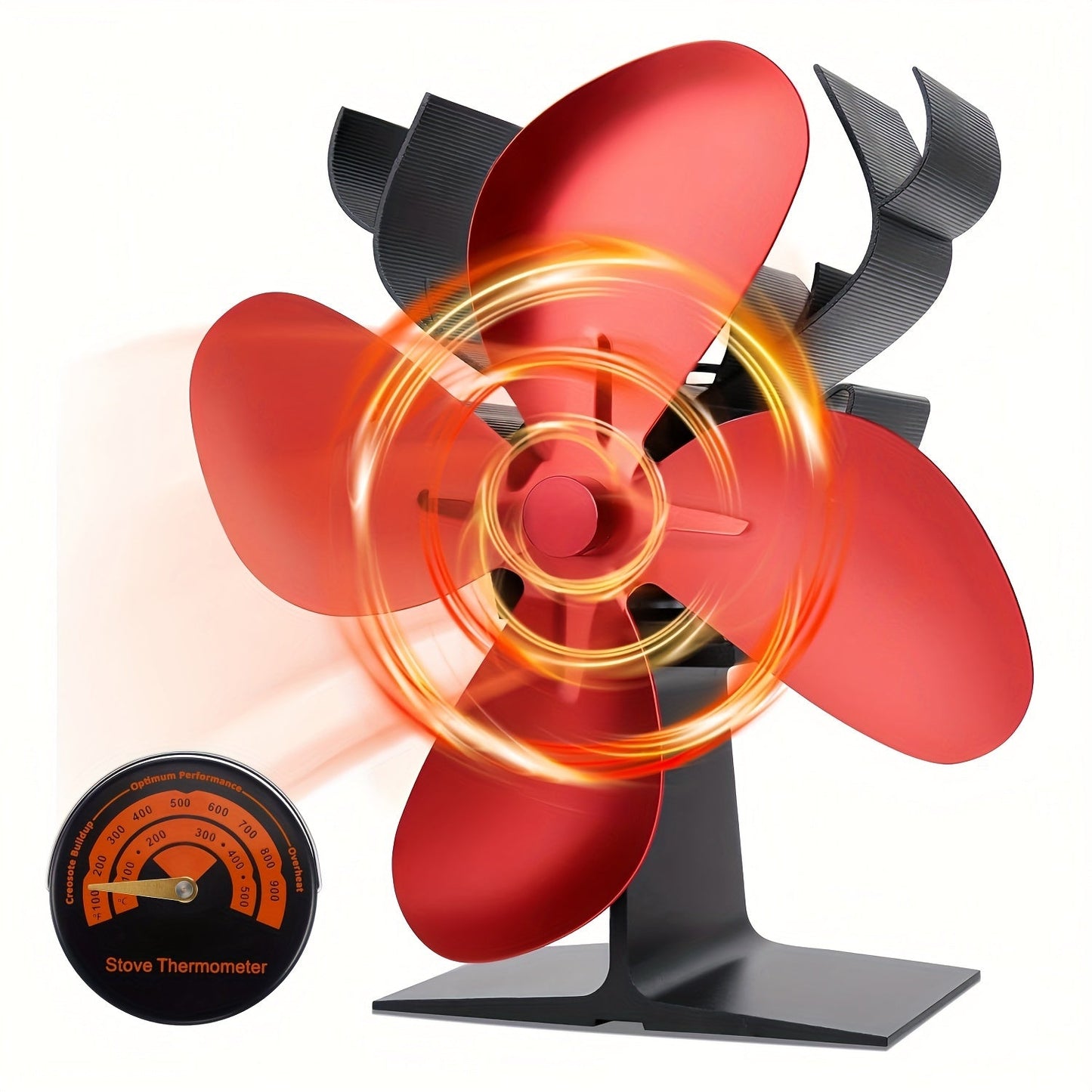 New and Improved Antler Design Single Piece and Set of 4 Hot Power Stove Fans. Original Wood Burner Silent Fan Heater for Home Mini Fireplace. High Efficiency Heat Distributor.