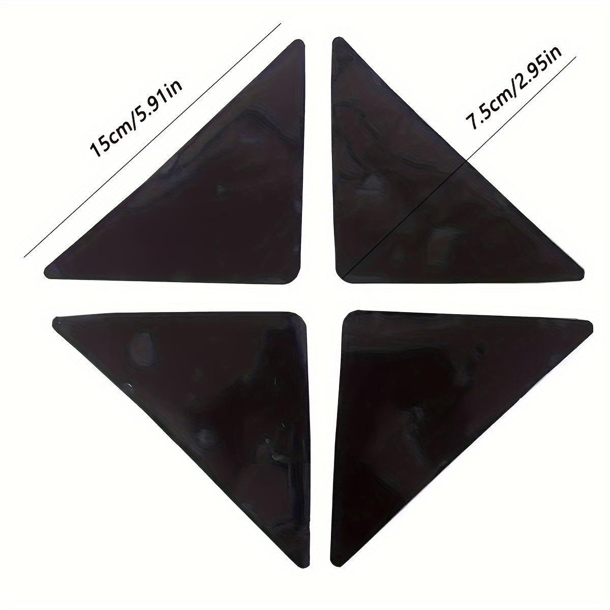 Durable Silicone Triangle Carpet Anti-Slip Pads - Set of 4, Perfect for Bedroom and Living Room Floor Mats. Made with Non-Woven Material for a Secure Grip. Enhance Carpet Safety with these Triangular Grip Pads. Ideal Non-Slip Furniture Accessories.