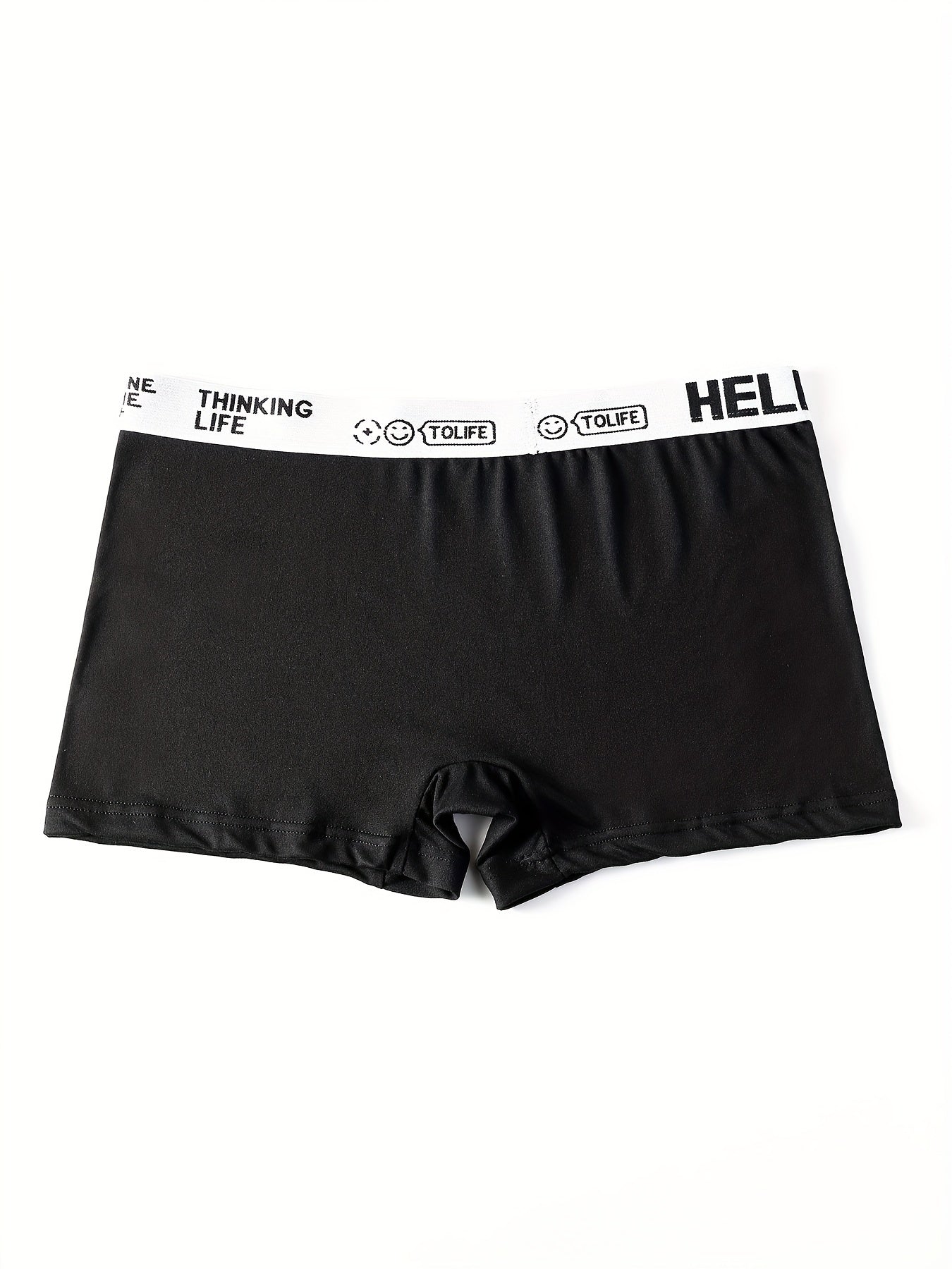 5 men's black boxer briefs made of soft, breathable, stretchy polyester blend for comfort fit.