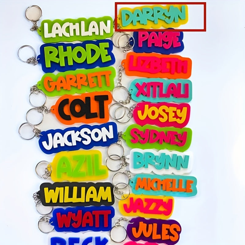 This Alphabet Themed Personalized Keyring is a custom acrylic name keychain that adds a unique charm to your backpack. Perfect for a school season gift, this single piece keychain is decorative and requires no power. Ideal for Christmas gifting.