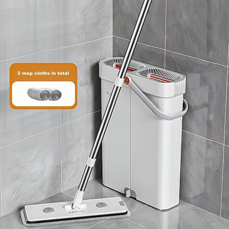 Introducing the Joybos Flat Mop with Bucket - Enjoy the Self-Wringing System, 180° Rotating Head, Stainless Steel Handle, 4X Scraper, and Say Goodbye to Hand Washing - A Versatile Cleaning Mop for Every Room in Your Home!