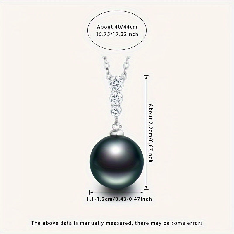 Stunning Black Pearl Pendant Necklace for Women - Featuring 11-12mm Natural Deep Sea Cultured Pearl, S925 Sterling Silver with Beautiful Gift Box - Ideal for Everyday Style & Special Events