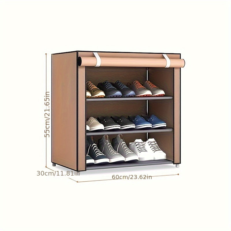 Canvas shoe organizer with multiple layers and a lid - detachable and dustproof storage cabinet for organizing shoes at home. Can also be used as a shoe rack for independent storage.