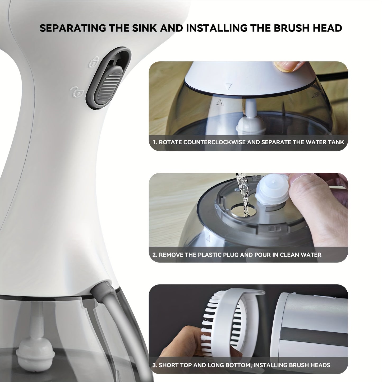 Compact handheld steam garment steamer for home and travel use with 1500W power, EU plug.