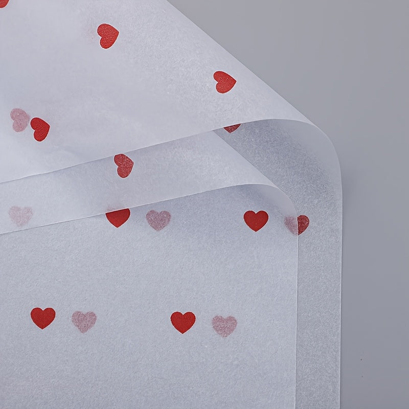 20 YINGYUYUAN Premium Tissue Paper Sheets in Red Heart Pattern for multiple uses such as gift wrapping, scrapbooking, and wedding décor.