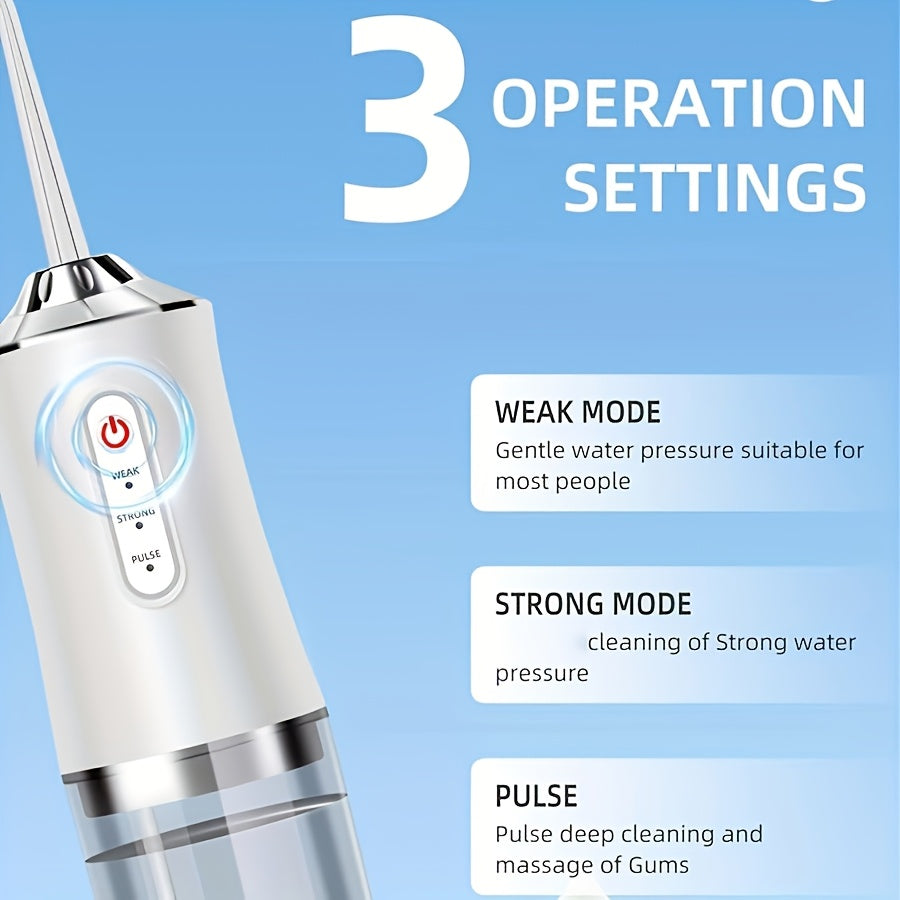 4-in-1 Cordless Water Flosser with 3 Modes and 4 Jet Tips for Home and Travel, USB Rechargeable, Ideal for Daily Teeth Care, Great Gift Option.